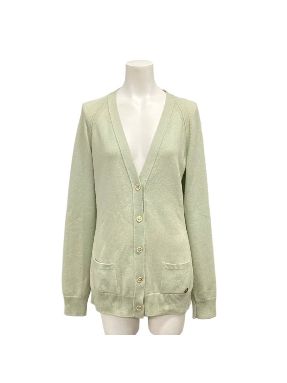 Loro Piana Cardigan 42 M Light Green Long Sleeve Cashmere - Picture 1 of 13